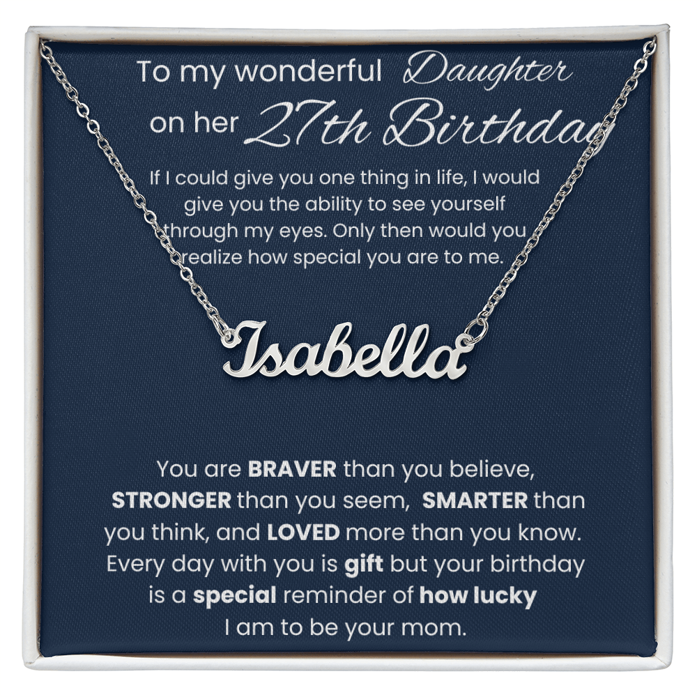 27th Birthday Necklace Gift - Custom Name Necklace
