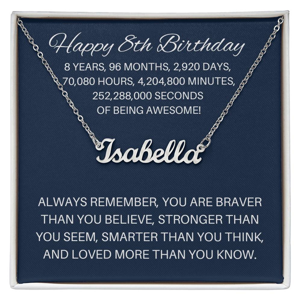 Personalized 8th Birthday Gift - Custom Name Necklace