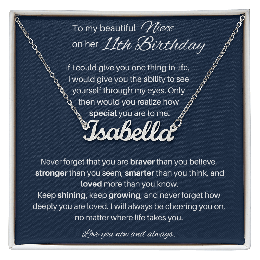 11th Birthday Gift for Niece - Custom Name Necklace