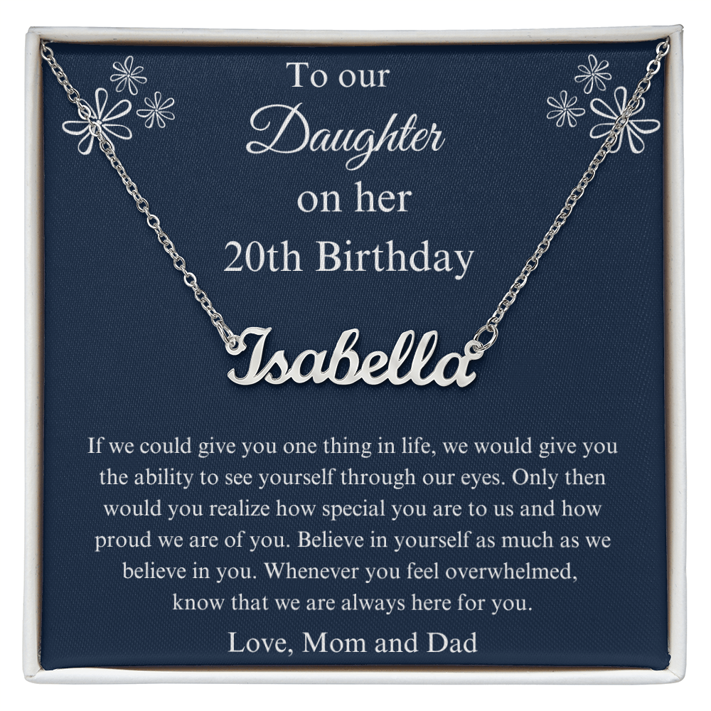 20th Birthday Name Necklace Gift For a Special Daughter
