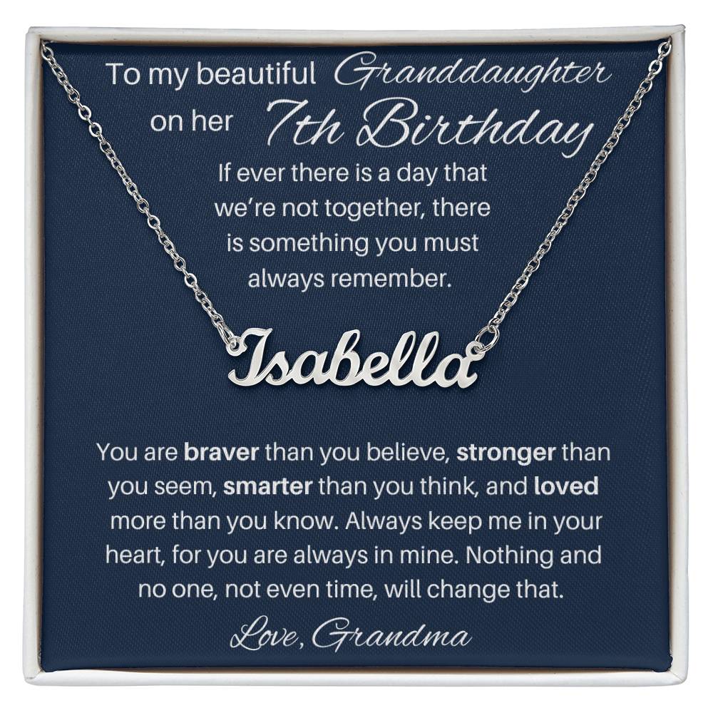 7th Birthday Name Necklace For Granddaughter