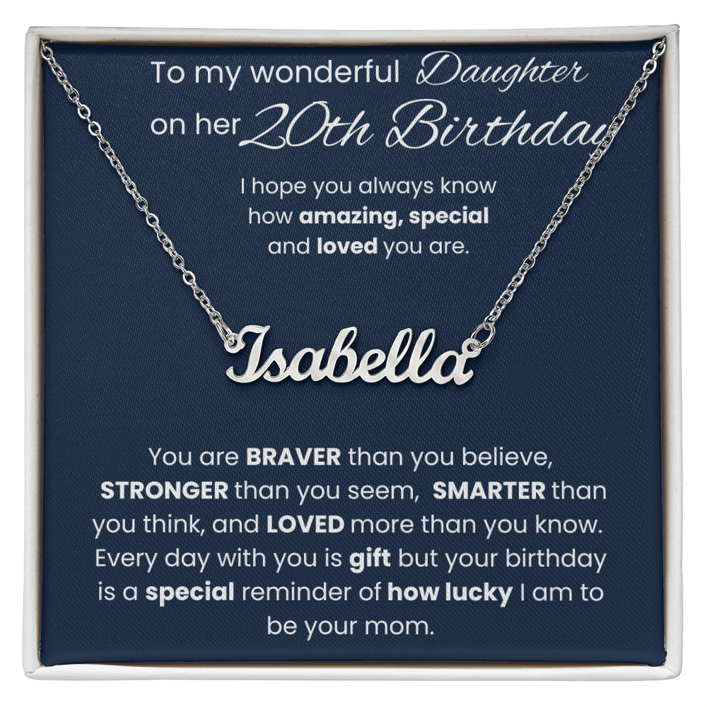 20th Birthday Personalized Gift - Custom Name Necklace