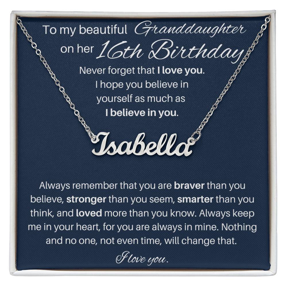 To My Beautiful Granddaughter Happy 16th Birthday | Personalized Name Necklace
