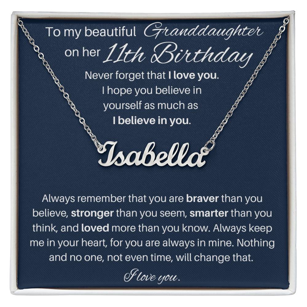To My Beautiful Granddaughter Happy 11th Birthday | Personalized Name Necklace