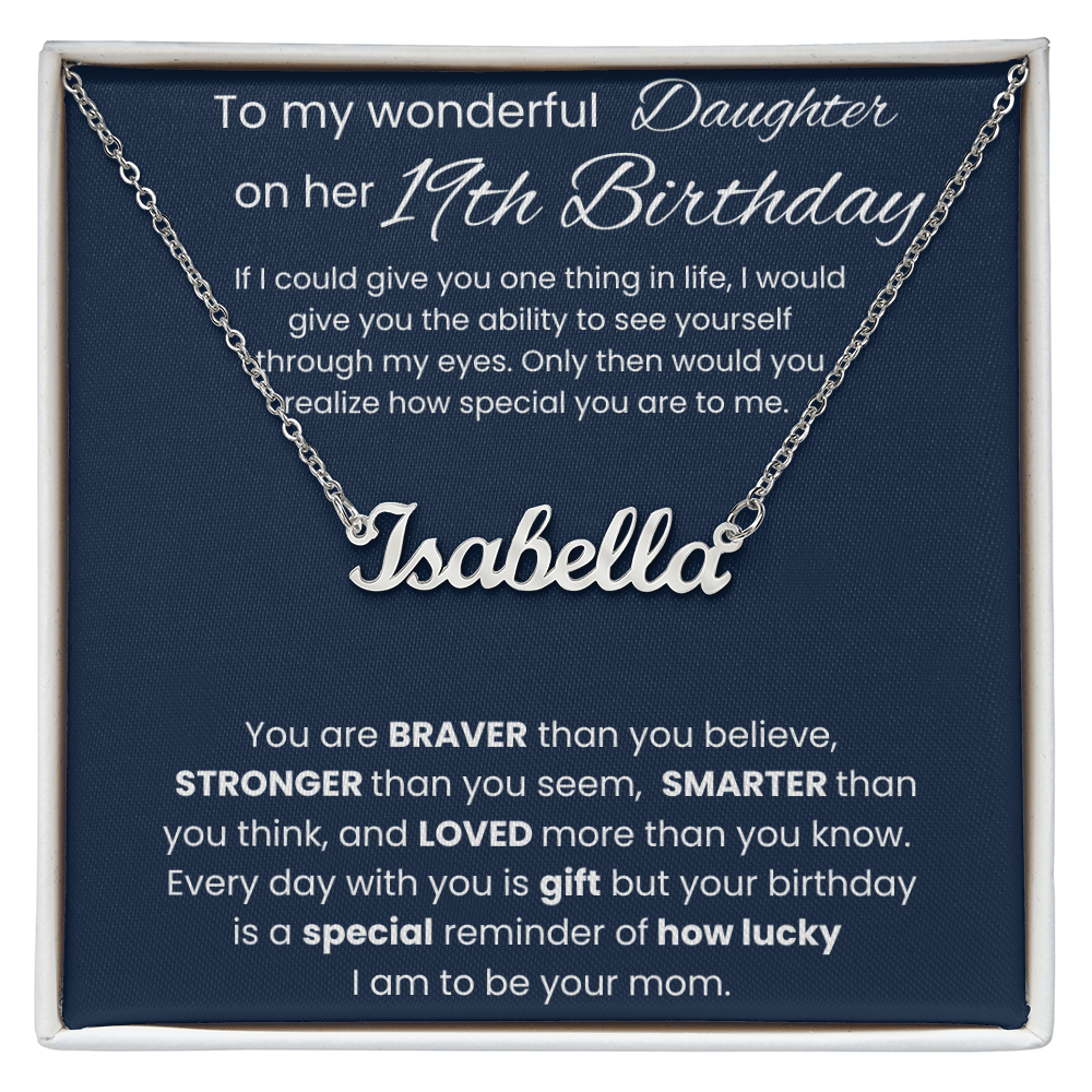 19th Birthday Necklace Gift - Custom Name Necklace