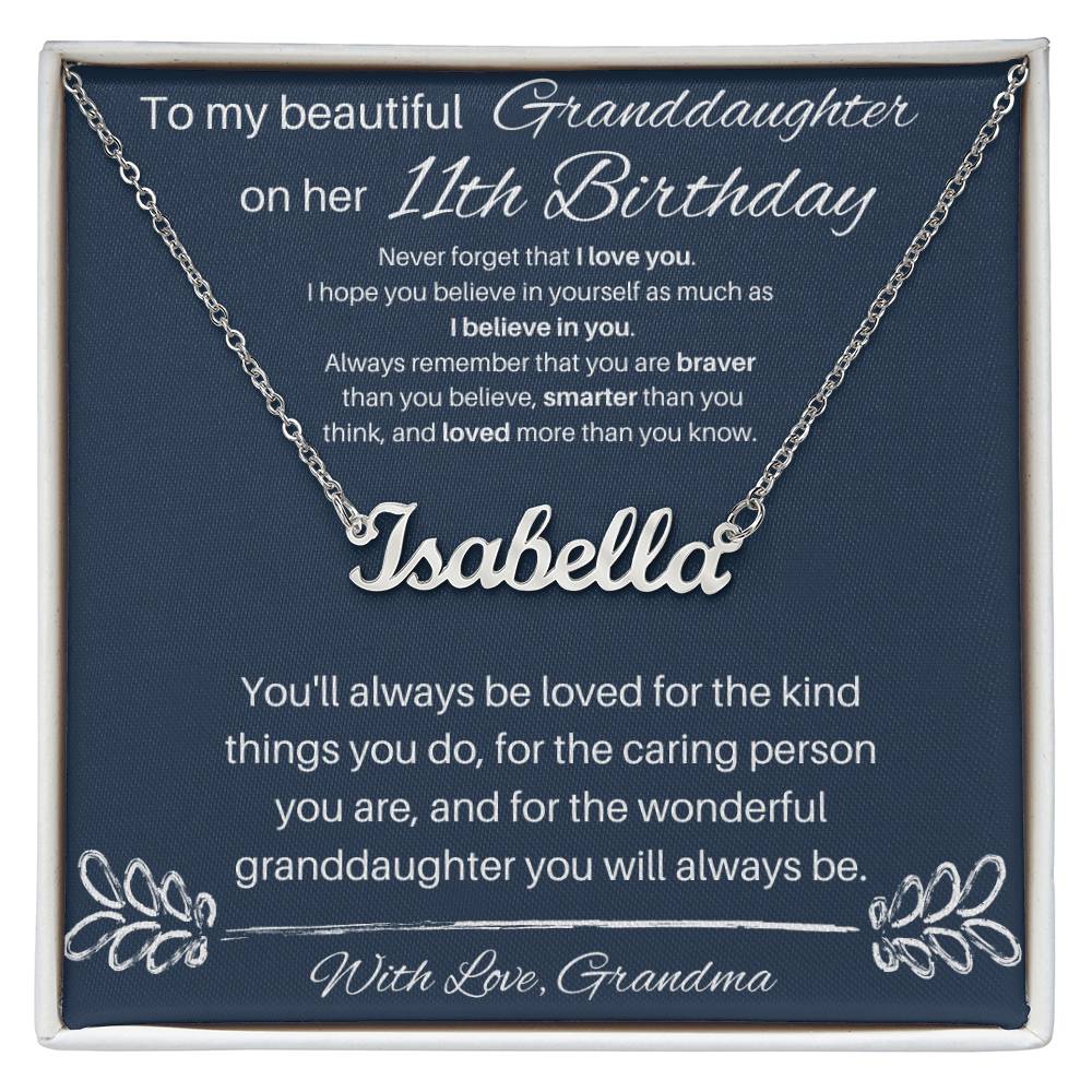 To My Beautiful Granddaughter | Happy 11th Birthday | Custom Name Necklace