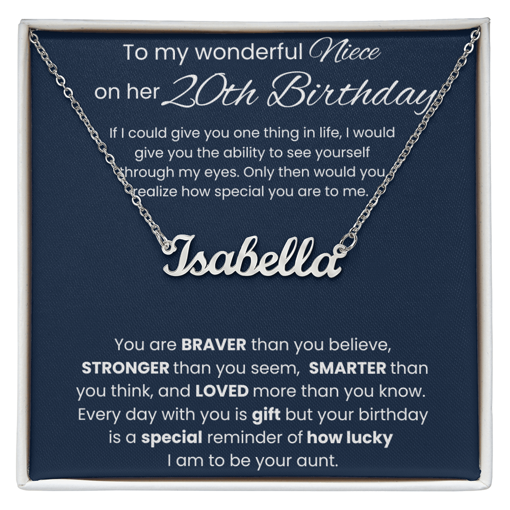 20th Birthday Custom Name Necklace for Niece