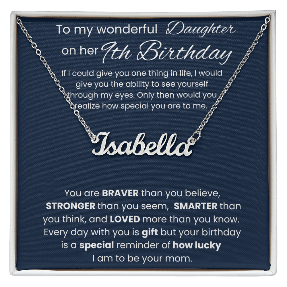 9th Birthday Necklace Gift - Custom Name Necklace