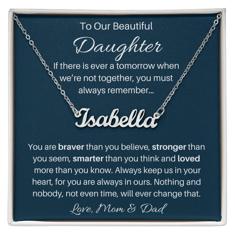 Custom Silver & Gold Name Necklace Gift from Mom and Dad