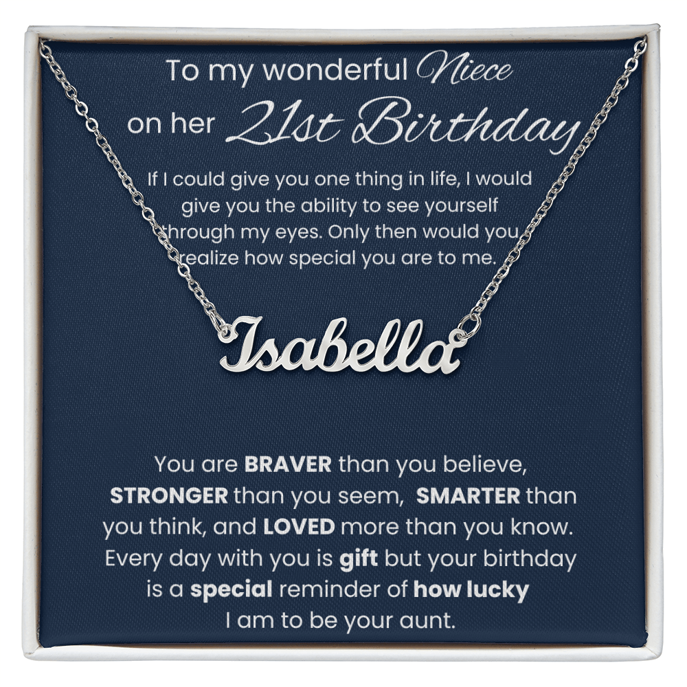 21st Birthday Custom Name Necklace for Niece