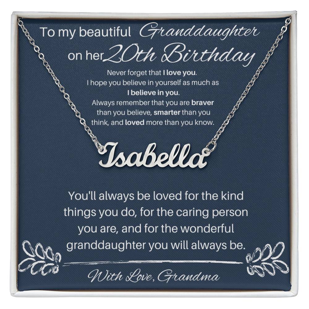 To My Beautiful Granddaughter | Happy 20th Birthday | Custom Name Necklace