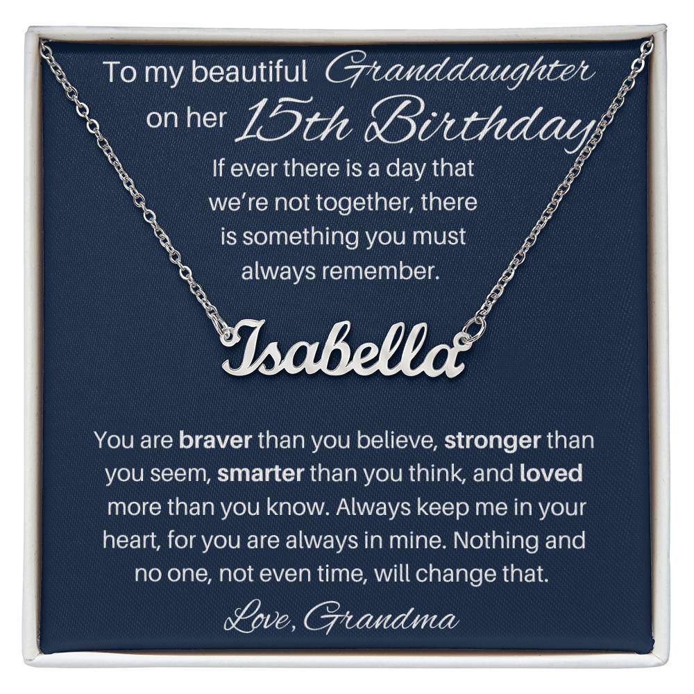 15th Birthday Name Necklace For Granddaughter