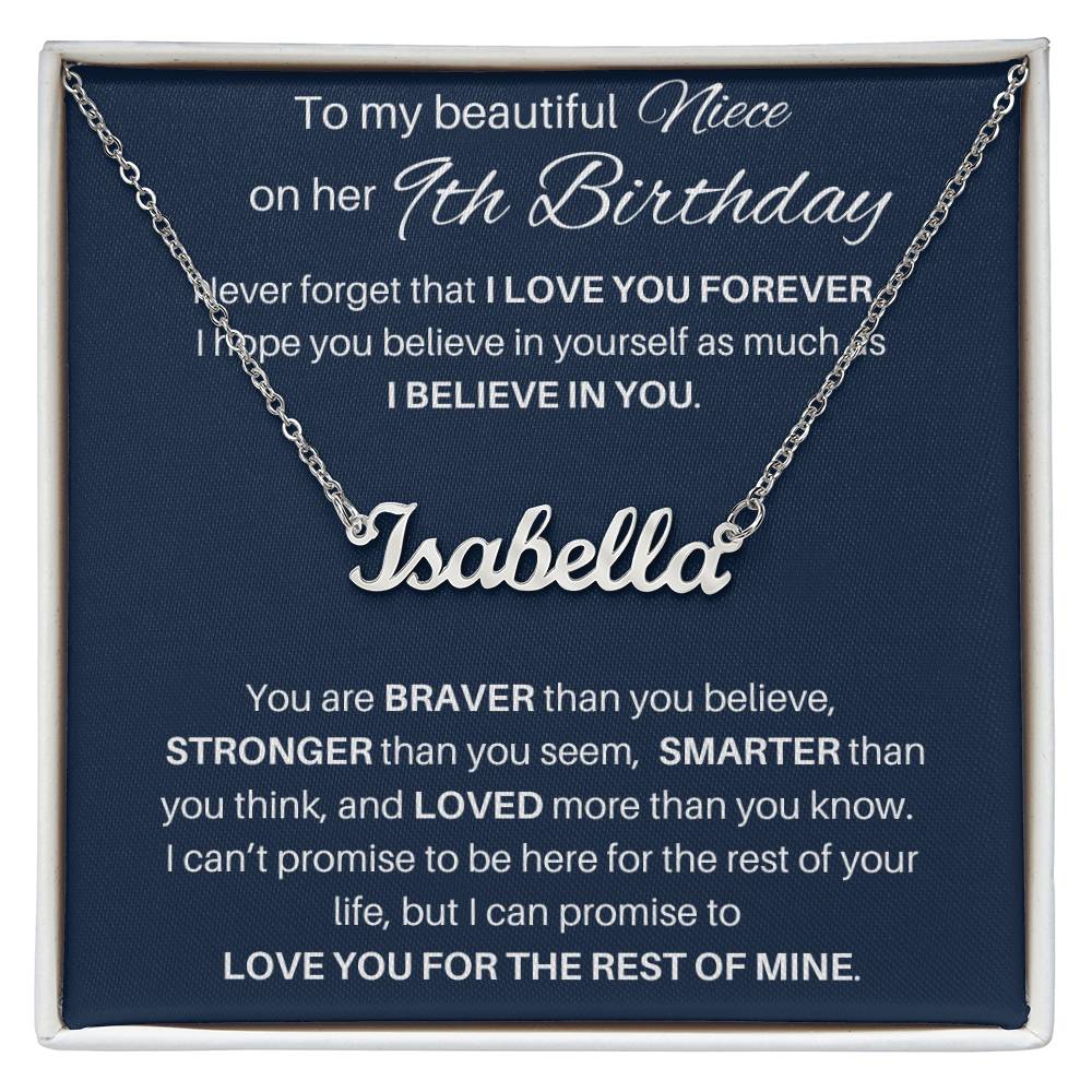 Name Necklace 9th Birthday Gift For Niece