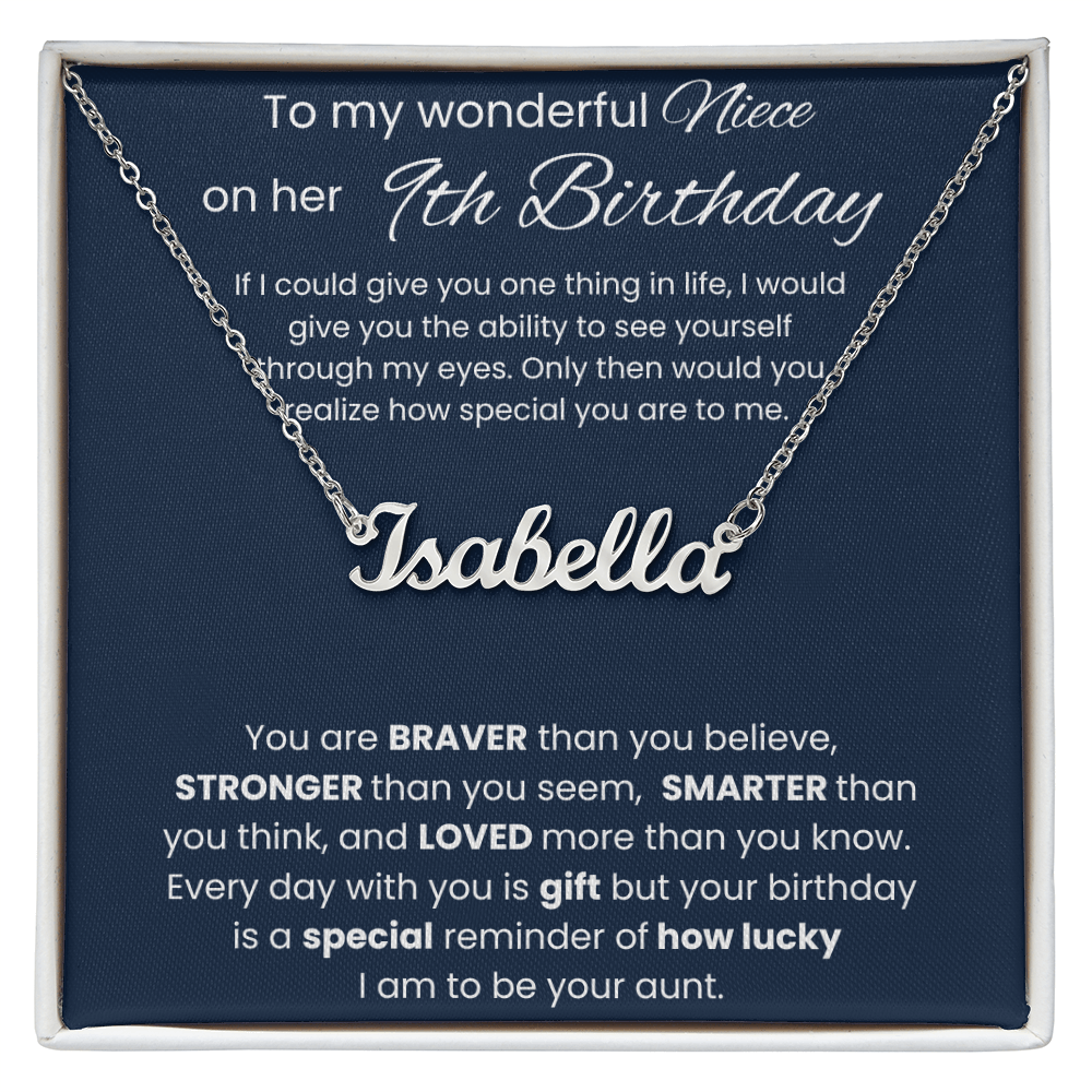 9th Birthday Custom Name Necklace for Niece