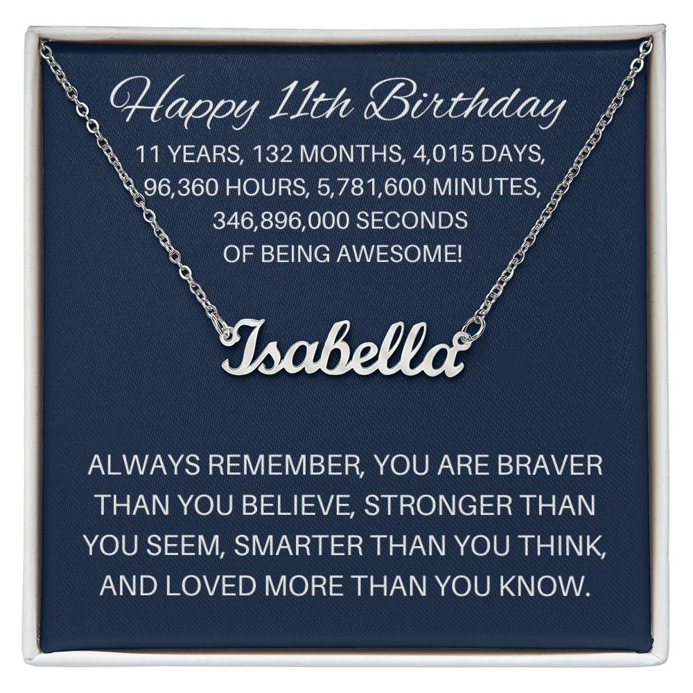 Personalized 11th Birthday Gift - Custom Name Necklace