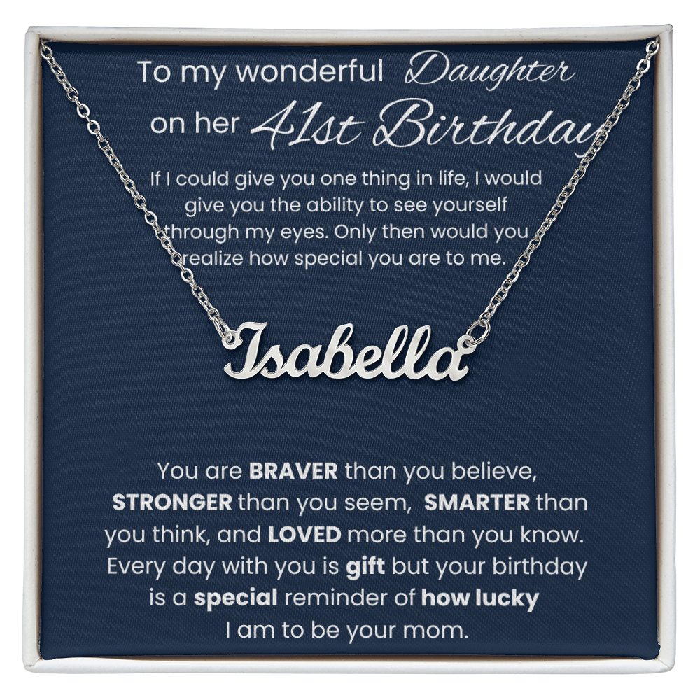41st Birthday Necklace Gift - Custom Name Necklace