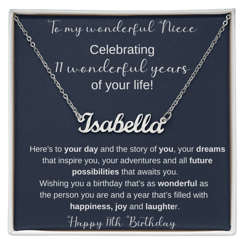 11th Birthday Gift For Niece - Persobalized Name Necklace