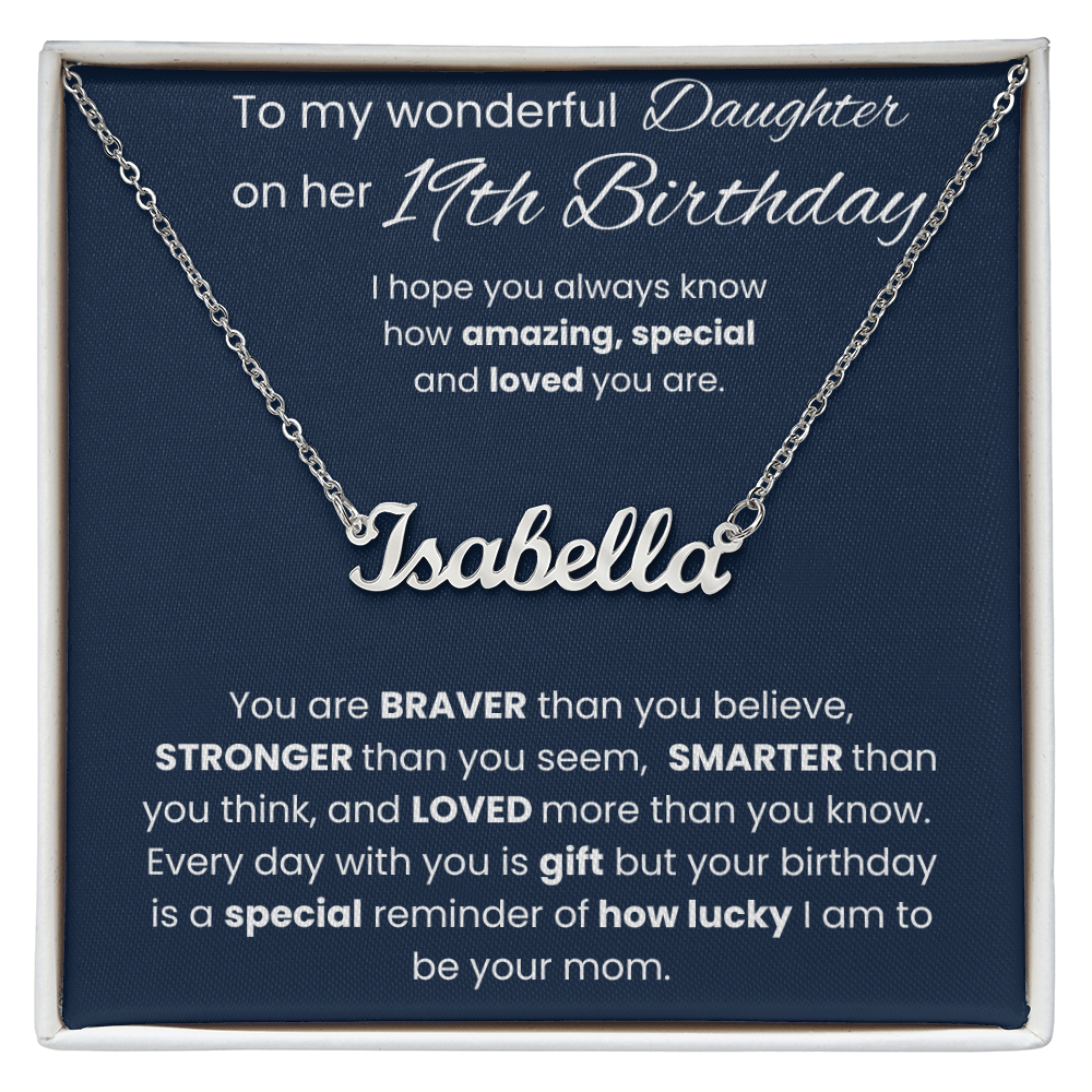 19th Birthday Personalized Gift - Custom Name Necklace
