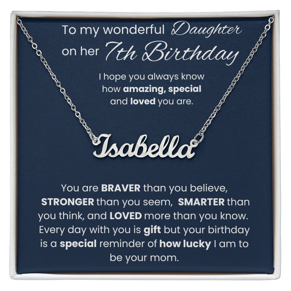 7th Birthday Personalized Gift - Custom Name Necklace
