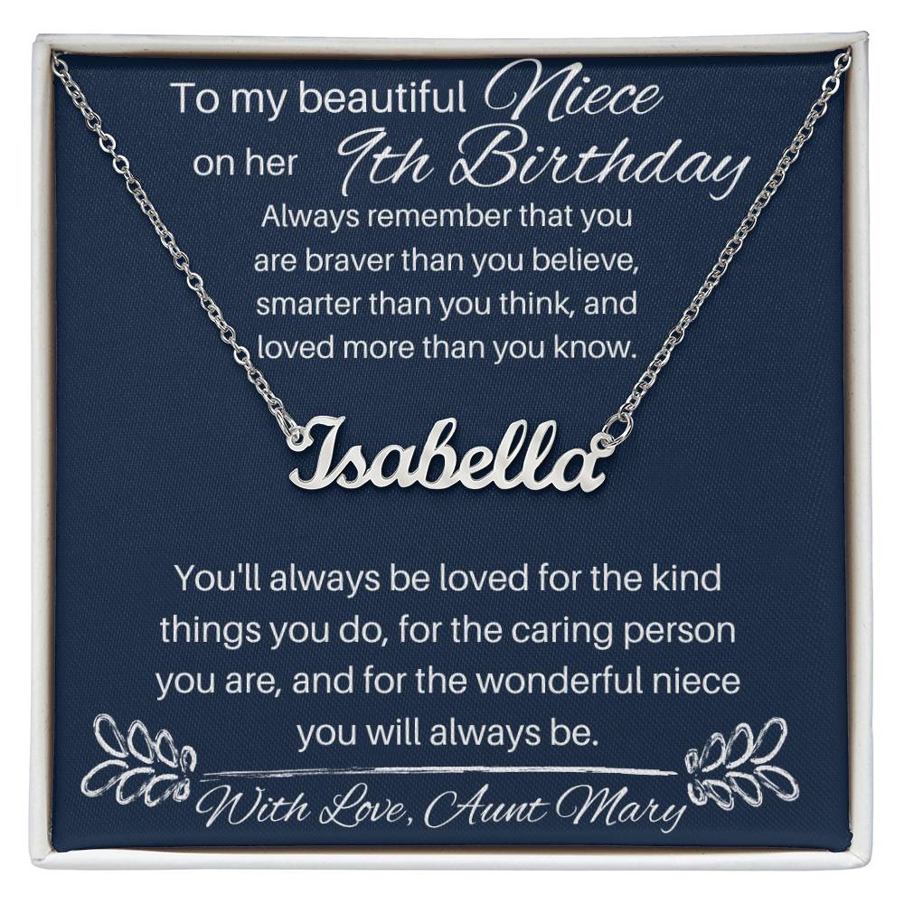 Niece 9th Birthday - Custom Name Necklace