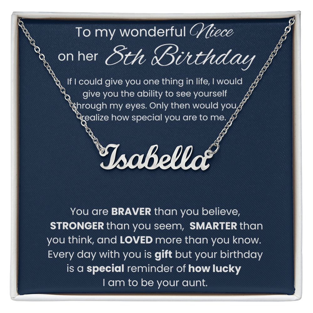 8th Birthday Custom Name Necklace for Niece