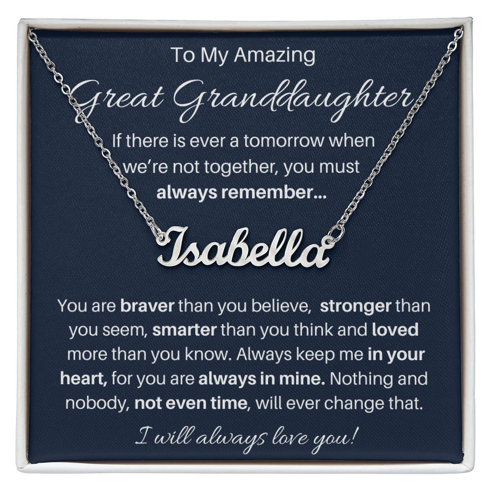 To My Beautiful Great Granddaughter Personalized Name Necklace