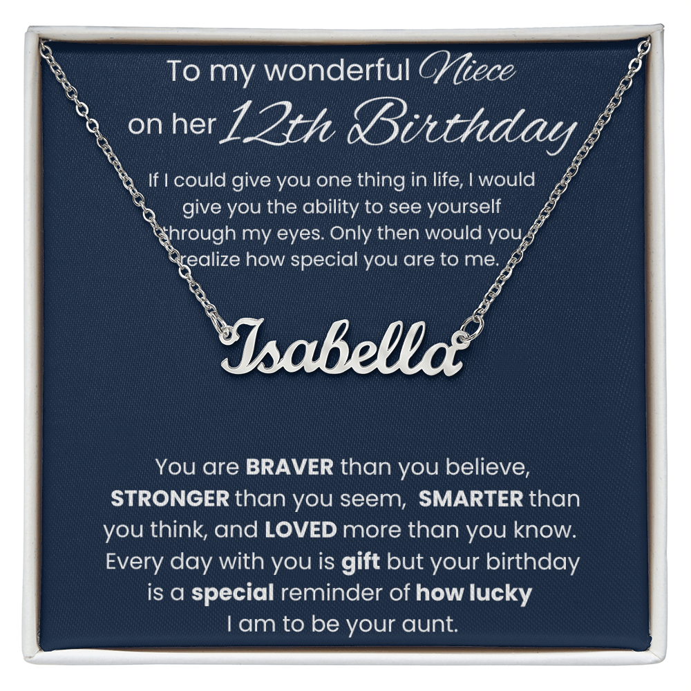 12th Birthday Custom Name Necklace for Niece