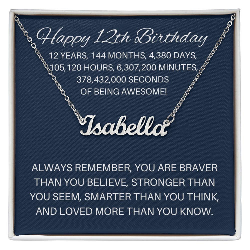 Personalized 12th Birthday Gift - Custom Name Necklace