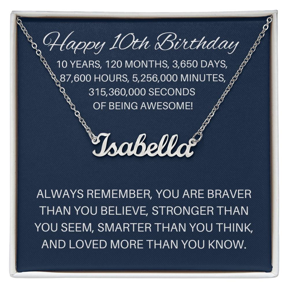 Personalized 10th Birthday Gift - Custom Name Necklace