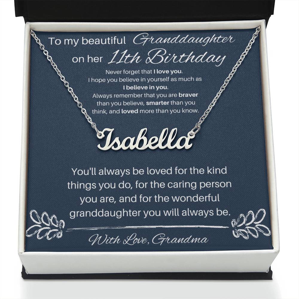 To My Beautiful Granddaughter | Happy 11th Birthday | Custom Name Necklace