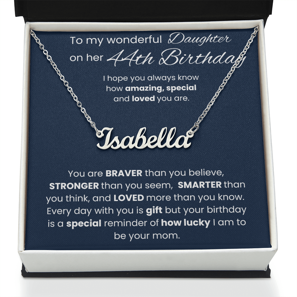 44th Birthday Personalized Gift - Custom Name Necklace