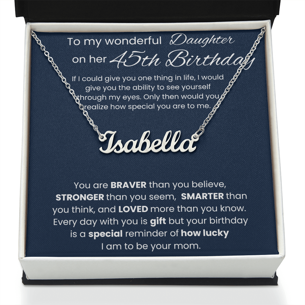 45th Birthday Necklace Gift - Custom Name Necklace