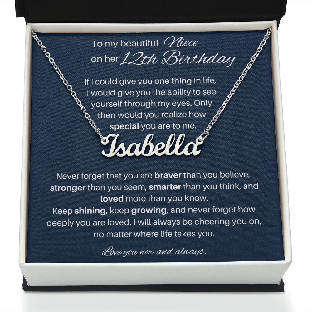 12th Birthday Gift for Niece - Custom Name Necklace