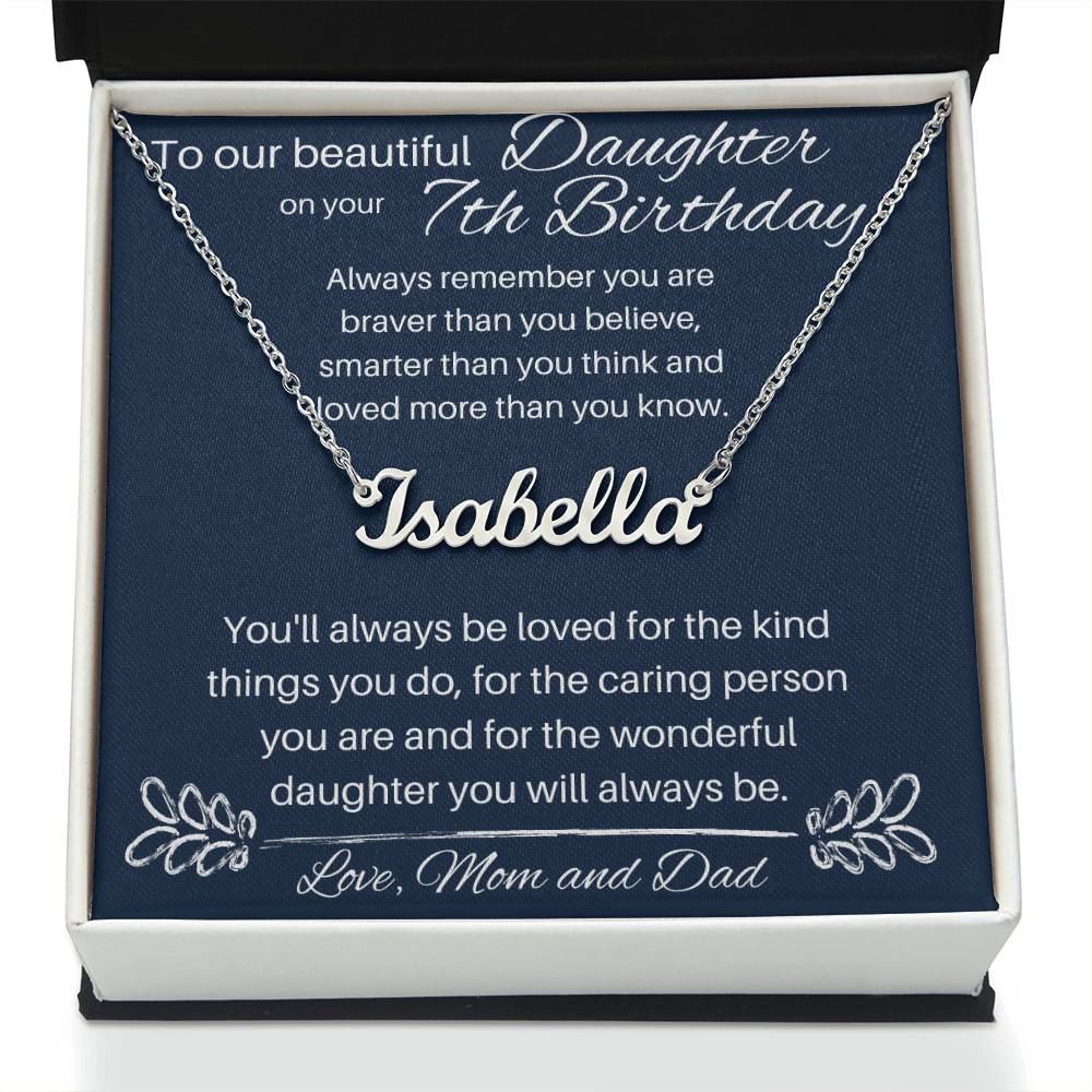 7th Birthday Gift For Daughter - Custom Name Necklace