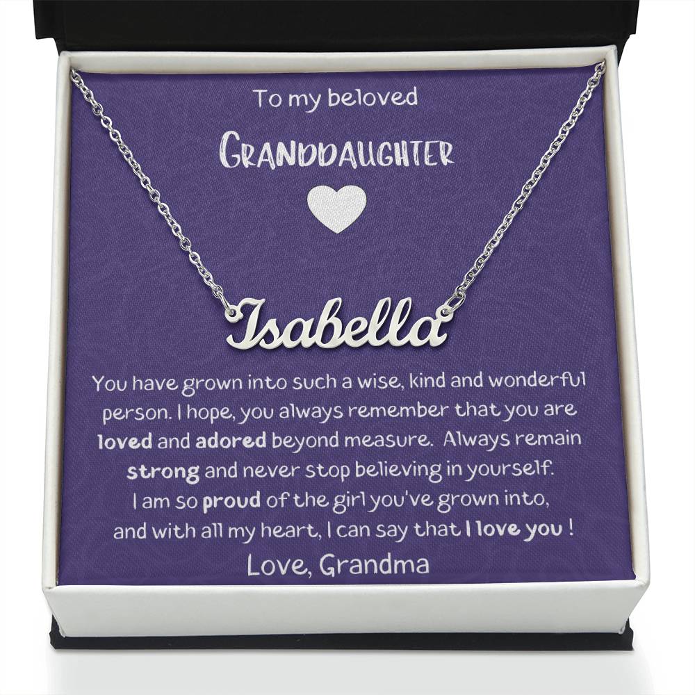 To My Beloved Granddaughter - You Are Loved And Adored Beyond Measure - Custom Name Necklace