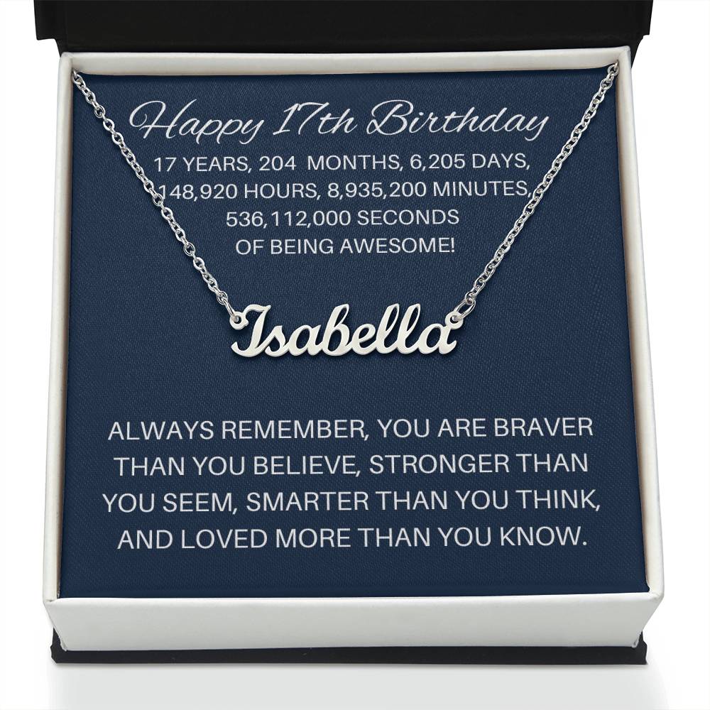 Personalized 17th Birthday Gift - Custom Name Necklace