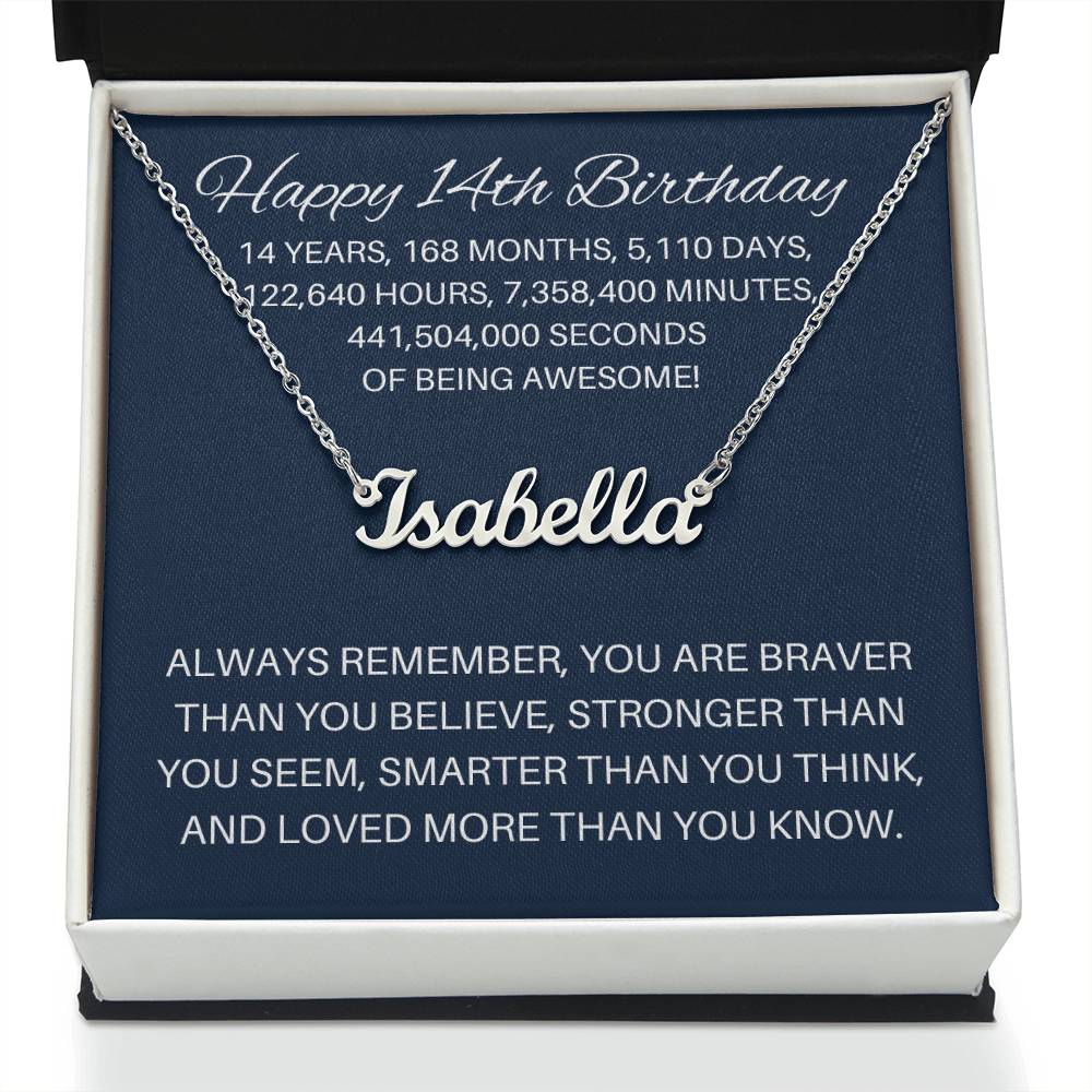 Personalized 14th Birthday Gift - Custom Name Necklace