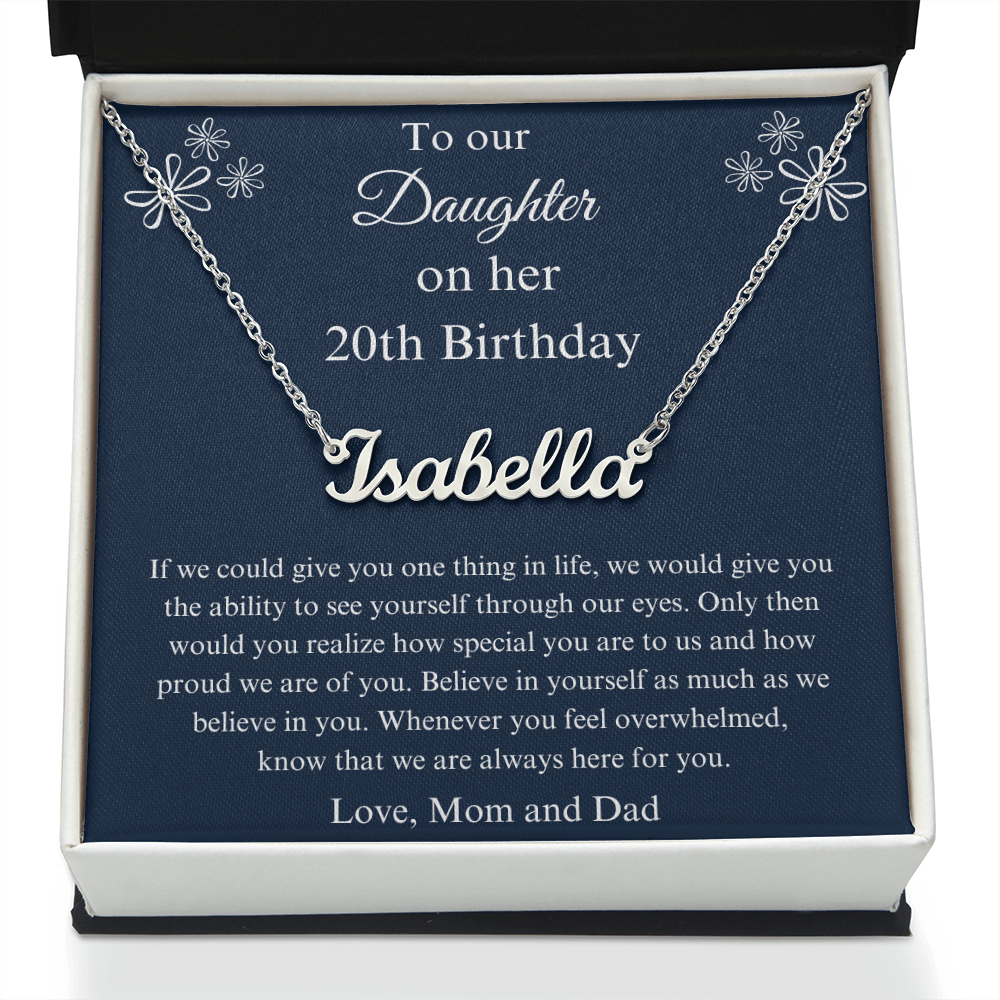 20th Birthday Name Necklace Gift For a Special Daughter