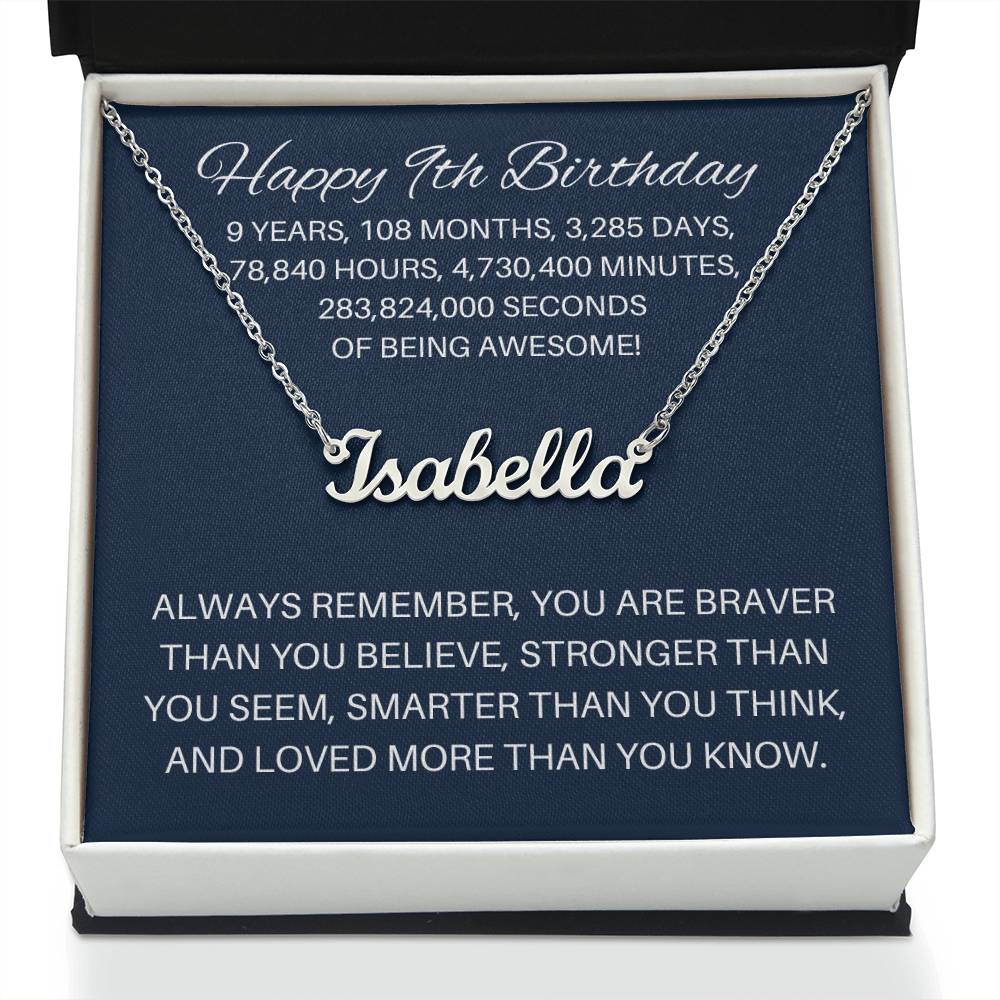 Personalized 9th Birthday Gift - Custom Name Necklace