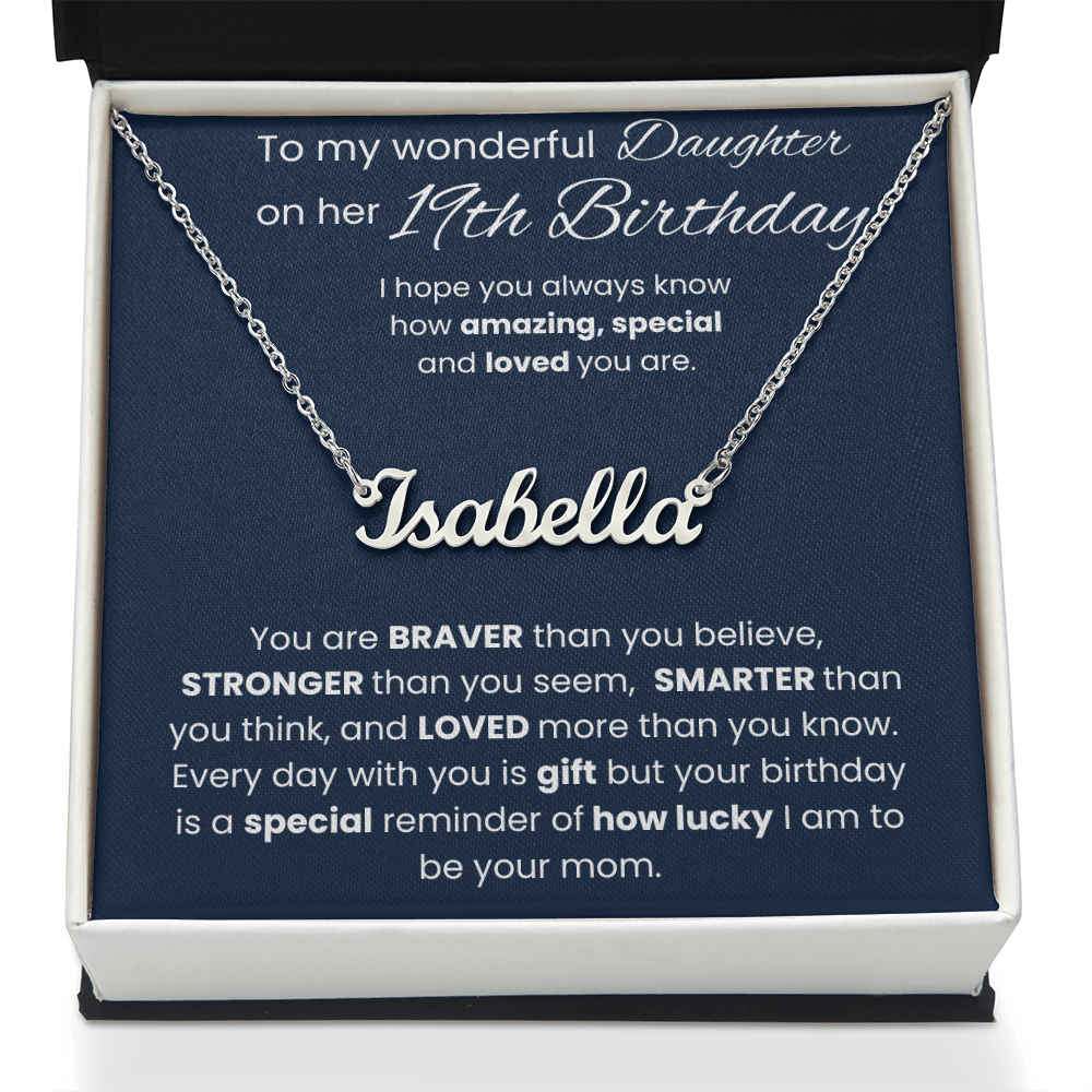 19th Birthday Personalized Gift - Custom Name Necklace
