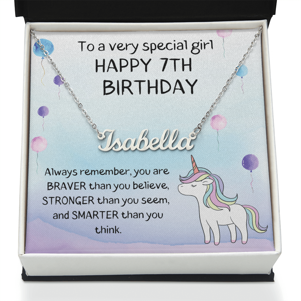 Happy 7th Birthday - Personalized Name Necklace