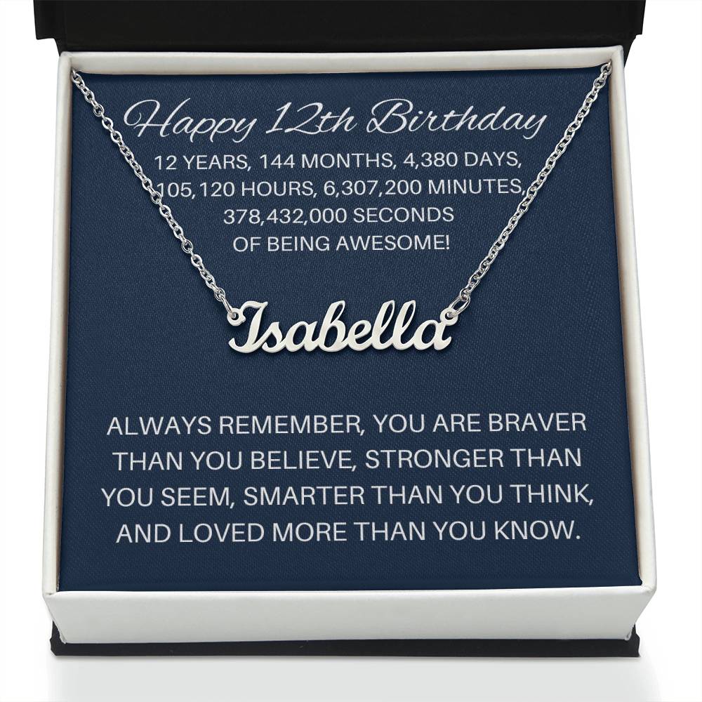 Personalized 12th Birthday Gift - Custom Name Necklace
