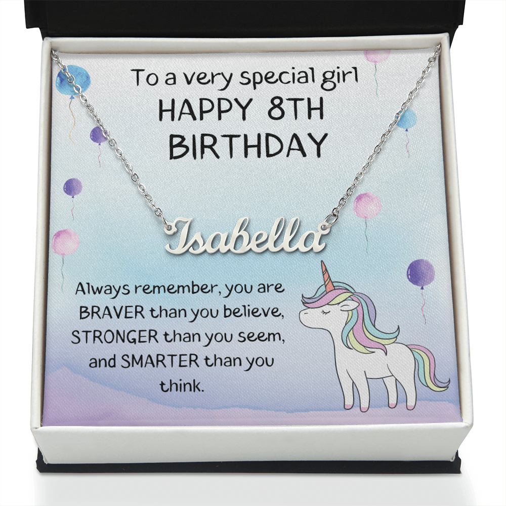Happy 8th Birthday - Personalized Name Necklace