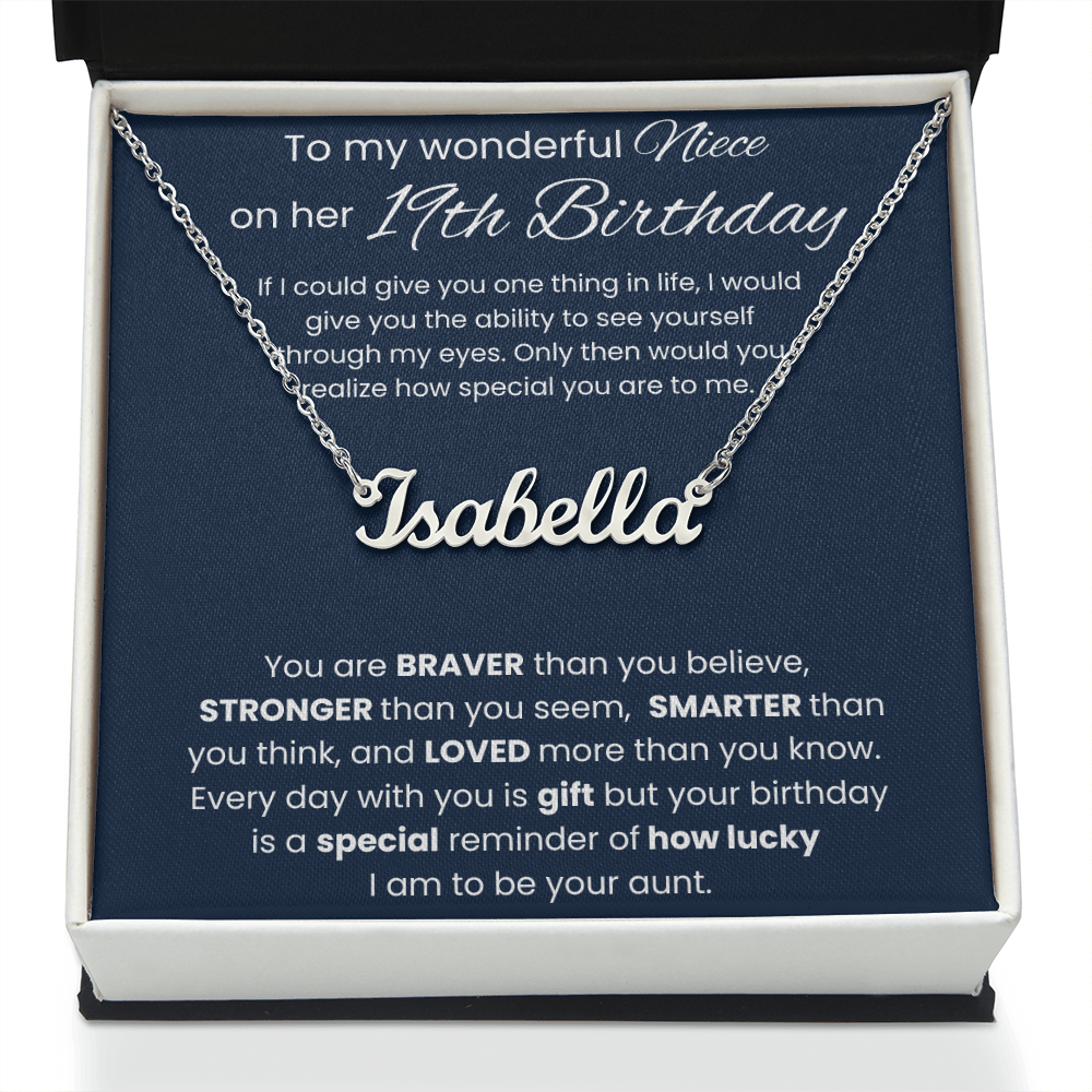 19th Birthday Custom Name Necklace for Niece