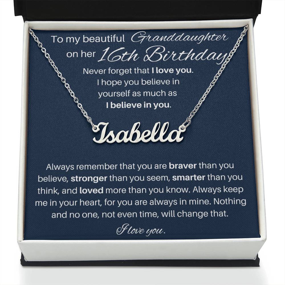 To My Beautiful Granddaughter Happy 16th Birthday | Personalized Name Necklace