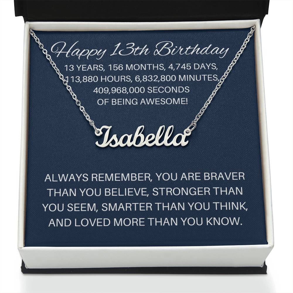 Personalized 13th Birthday Gift - Custom Name Necklace