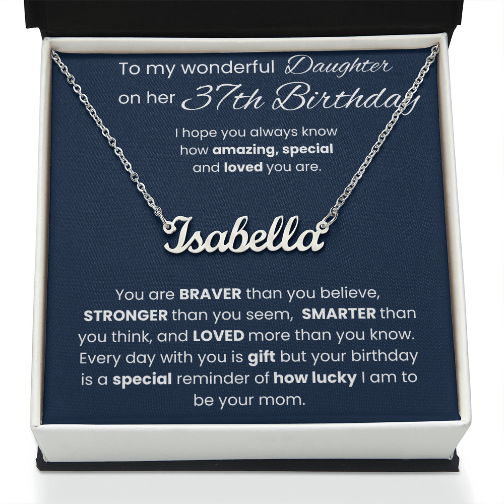 37th Birthday Personalized Gift - Custom Name Necklace