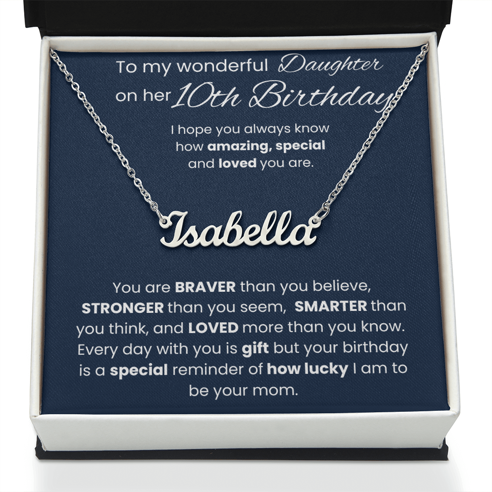 10th Birthday Personalized Gift - Custom Name Necklace