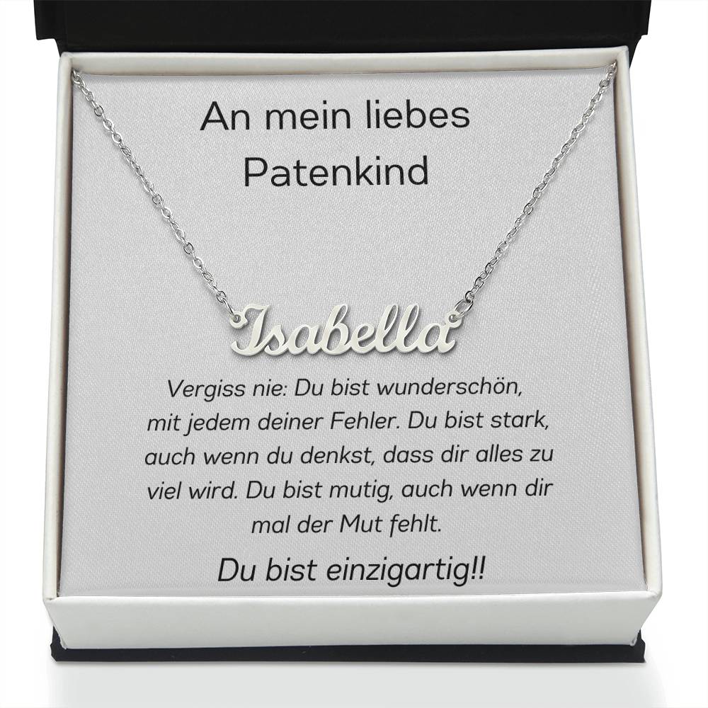 An Meinn Liebes Patenkind - Du Bist Stark - Custom Name Necklace
