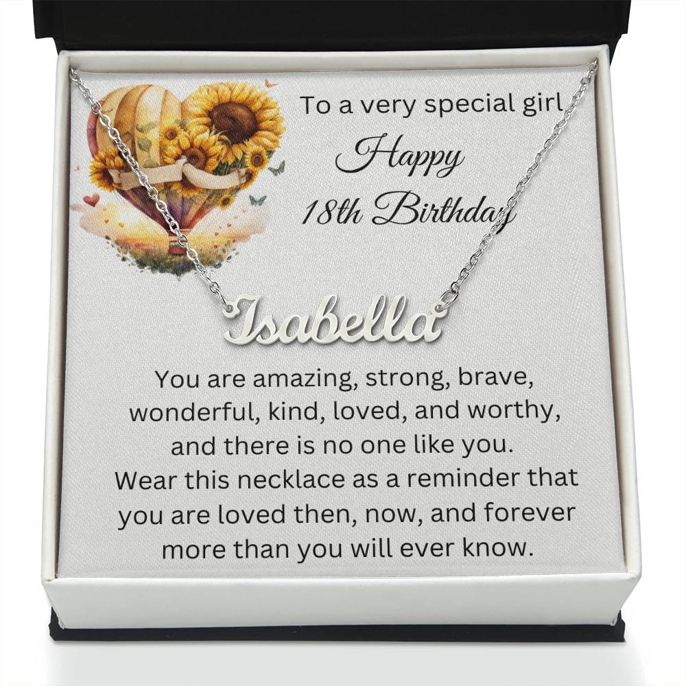 18th Birthday Gift - Custom Name Necklace